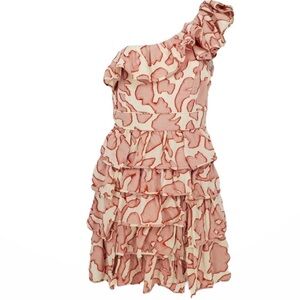 Cynthia Steffe pink cream one shoulder dress 6‎